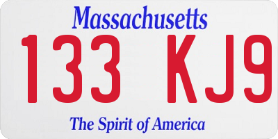 MA license plate 133KJ9