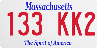 MA license plate 133KK2