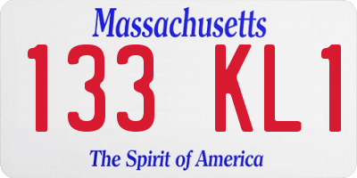 MA license plate 133KL1