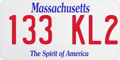 MA license plate 133KL2