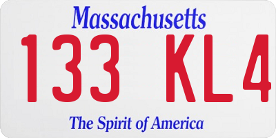 MA license plate 133KL4