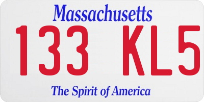 MA license plate 133KL5