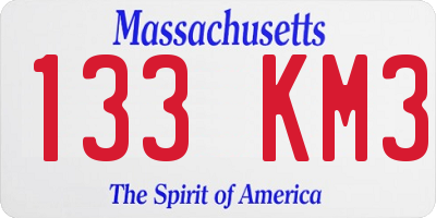 MA license plate 133KM3