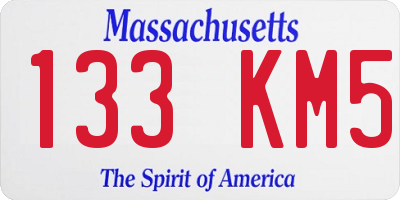 MA license plate 133KM5