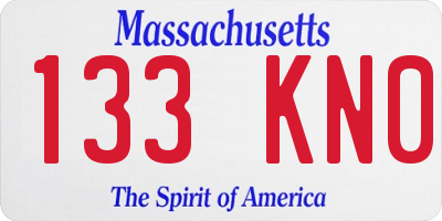 MA license plate 133KN0