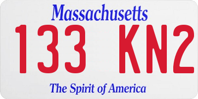 MA license plate 133KN2