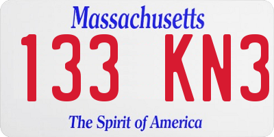 MA license plate 133KN3