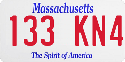 MA license plate 133KN4