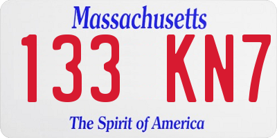 MA license plate 133KN7
