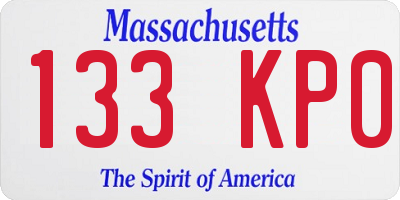 MA license plate 133KP0