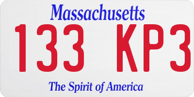 MA license plate 133KP3