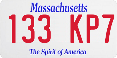 MA license plate 133KP7