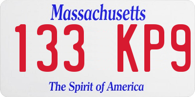MA license plate 133KP9