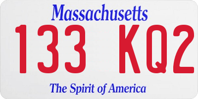 MA license plate 133KQ2
