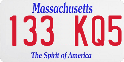 MA license plate 133KQ5