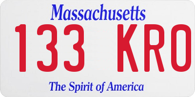 MA license plate 133KR0