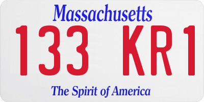 MA license plate 133KR1