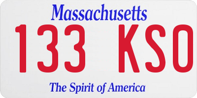 MA license plate 133KS0