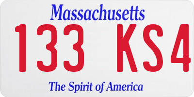 MA license plate 133KS4