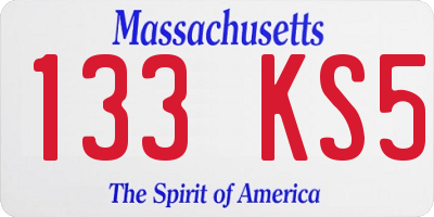 MA license plate 133KS5