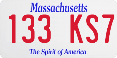 MA license plate 133KS7