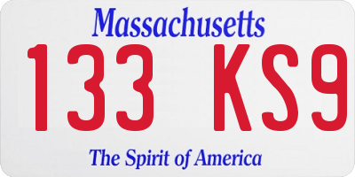 MA license plate 133KS9