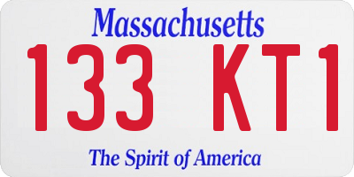 MA license plate 133KT1