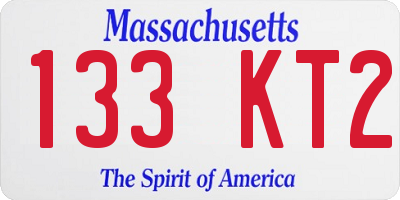 MA license plate 133KT2