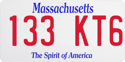 MA license plate 133KT6