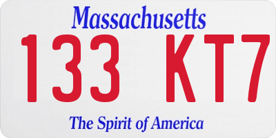 MA license plate 133KT7