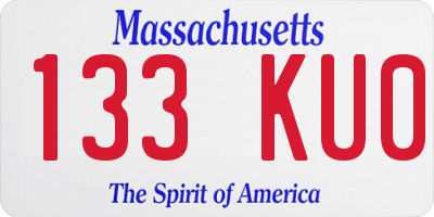 MA license plate 133KU0