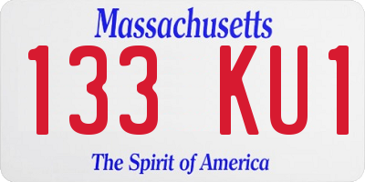 MA license plate 133KU1