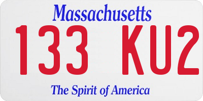 MA license plate 133KU2