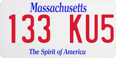 MA license plate 133KU5