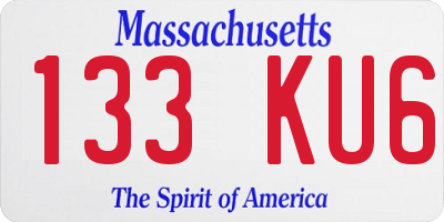 MA license plate 133KU6