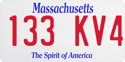 MA license plate 133KV4