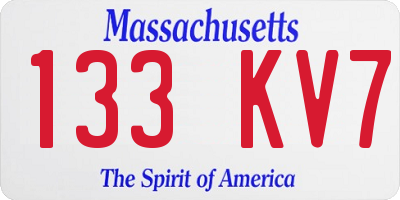 MA license plate 133KV7