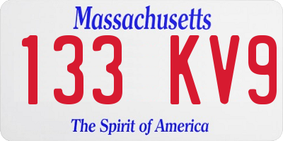 MA license plate 133KV9