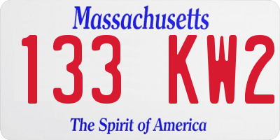 MA license plate 133KW2