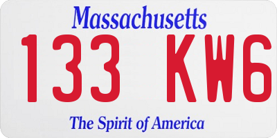 MA license plate 133KW6