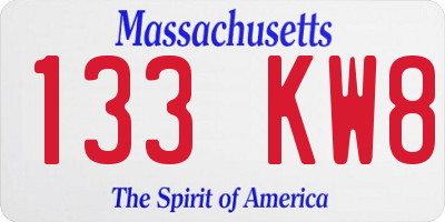MA license plate 133KW8