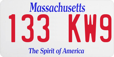 MA license plate 133KW9
