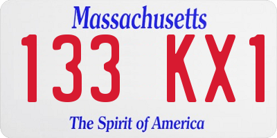 MA license plate 133KX1