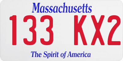 MA license plate 133KX2