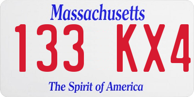MA license plate 133KX4