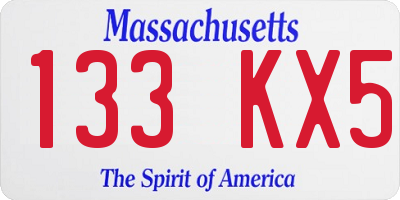 MA license plate 133KX5