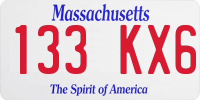 MA license plate 133KX6