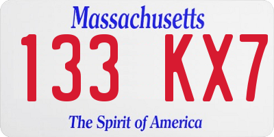 MA license plate 133KX7