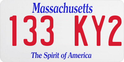MA license plate 133KY2