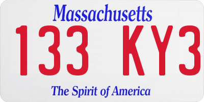 MA license plate 133KY3